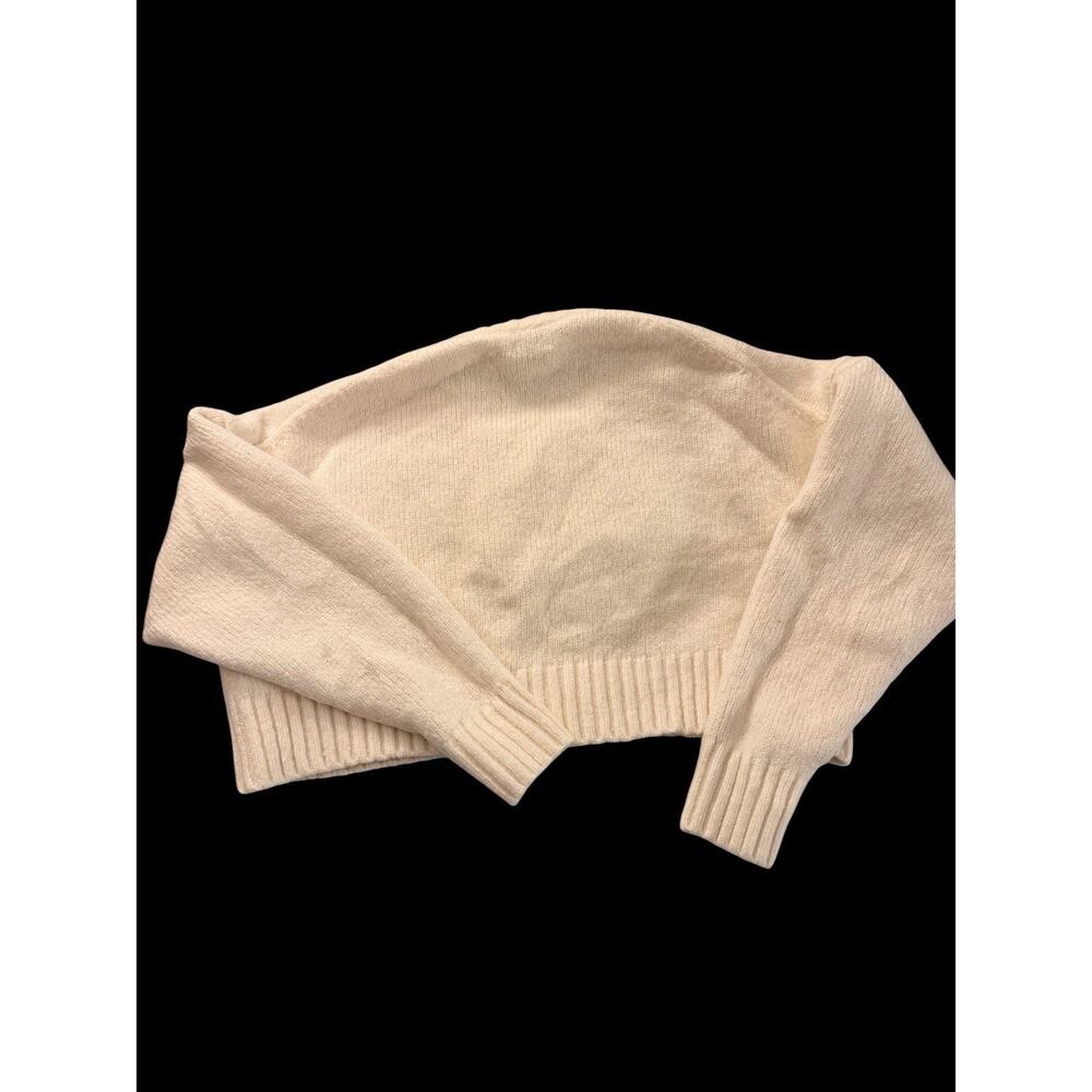 Sunday Best by Aritzia Peggy Cropped Merino Wool Sweater – Cream Size Medium - Picture 2 of 8